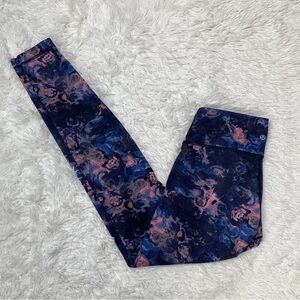Lululemon Full Length Printed Leggings Womens Size 6 Pink Blue Galaxy Mid Rise